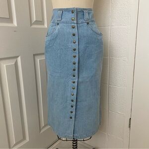 Denim Button-Front Midi Skirt